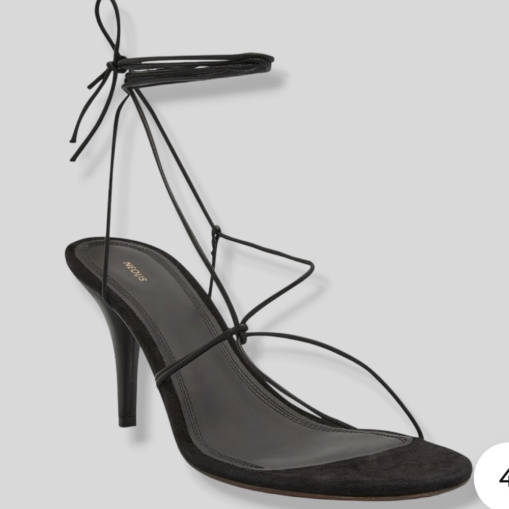 NEOUS Women's Black Giena Strappy Leather Ankle-Tie Sandal